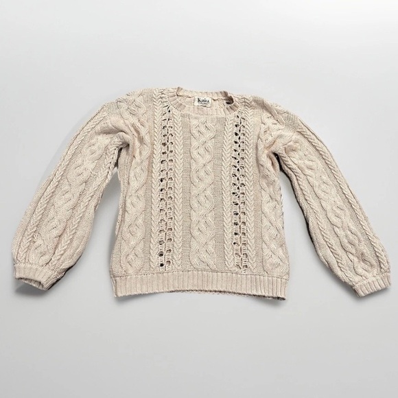 Knitz For Love And Lemons Chunky Cable Knit Sweater Bishop Sleeve S Slouchy Boho - Picture 1 of 12